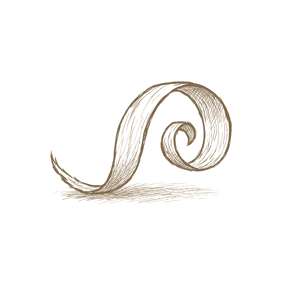 Illustrierte Holzspirale mit leichtem Schatten.