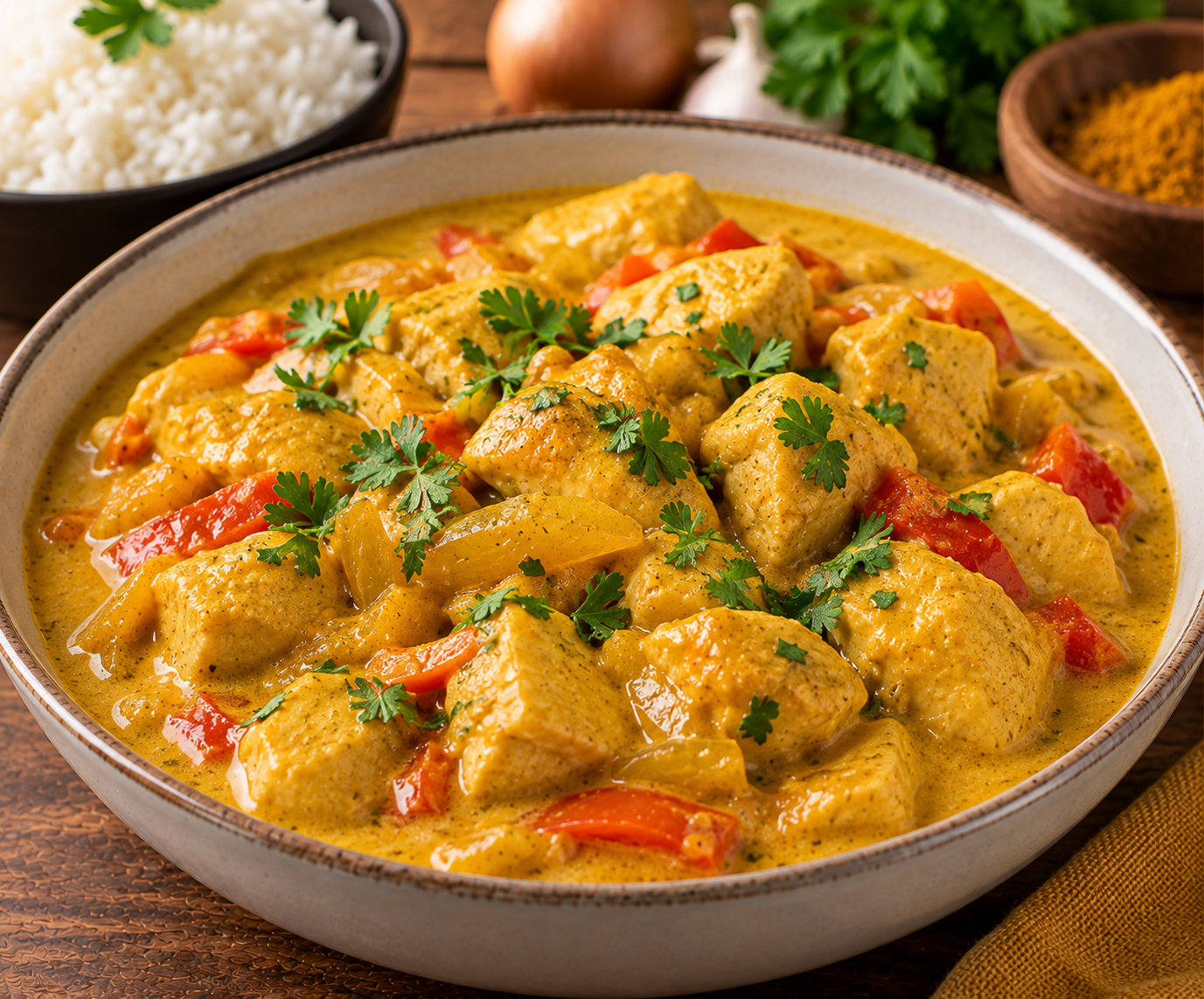 kip in currysaus   500gram