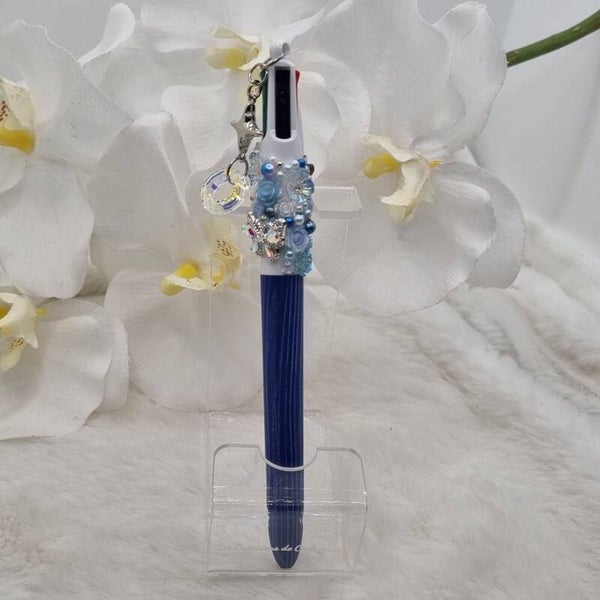 Stylo 4 couleurs bois bleu 8