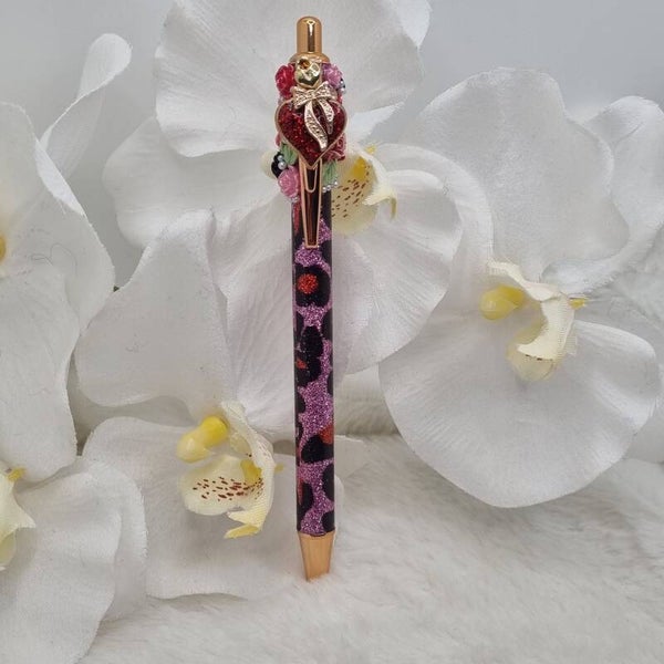 Stylo paillettes léopard 19