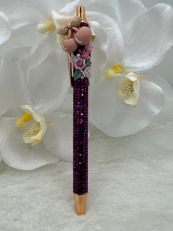 Stylo pailleté rose cerises 7