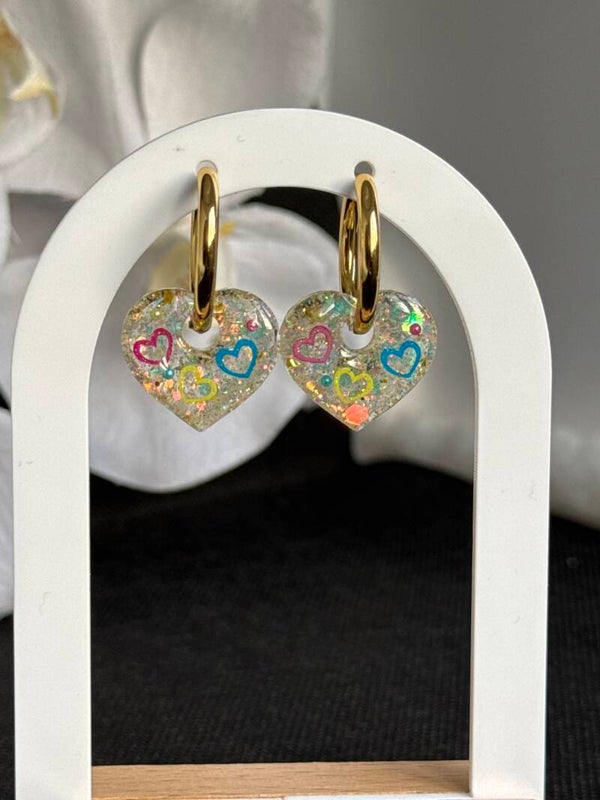 Boucles d’oreilles pampilles cœur pailleté cœurs acidulés 16