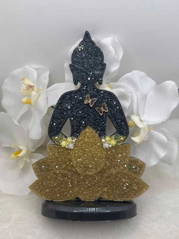 Bouddha sur socle noir et or