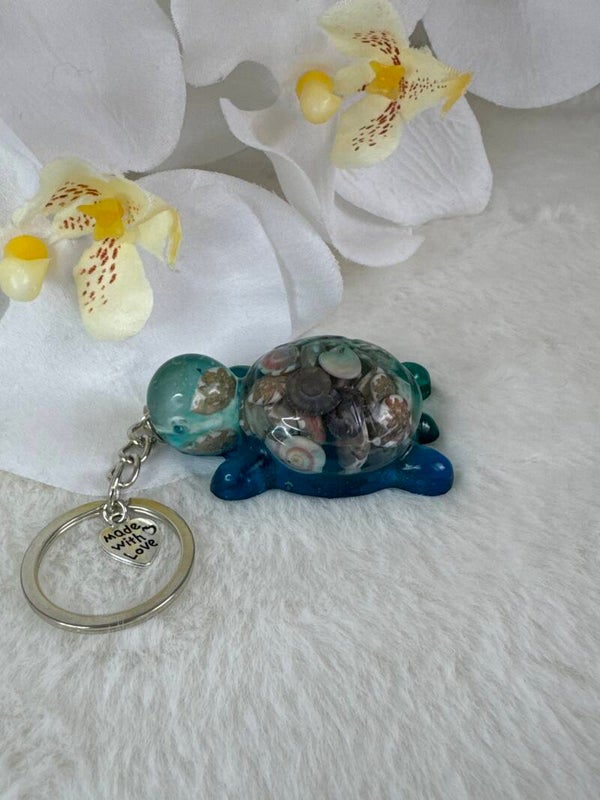 Porte clé petite tortue océan et son fond marin 2