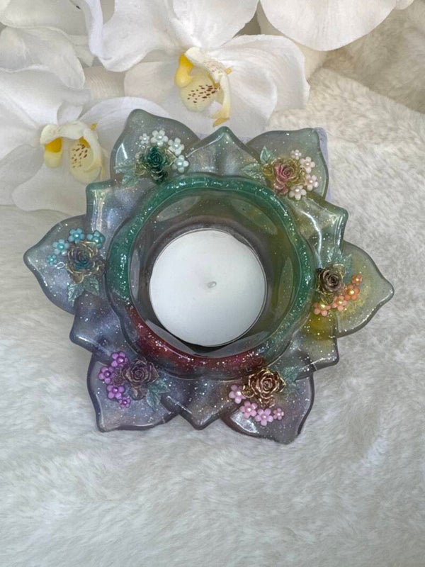 Bougeoir lotus multicolore