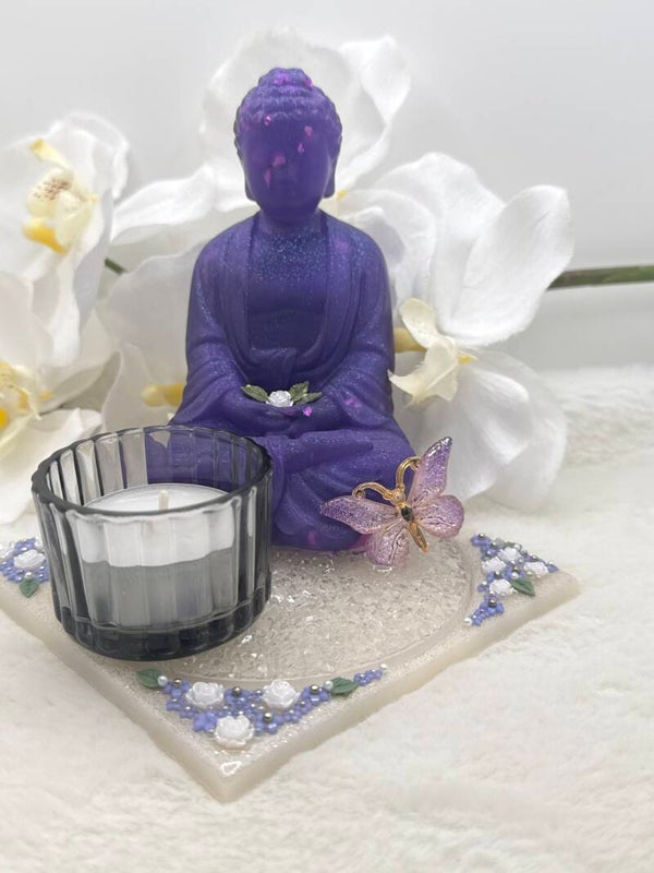 Bougeoir Bouddha violet