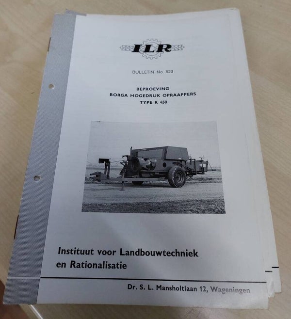Borga beproeving K 450.  Bulletin van  ILR.