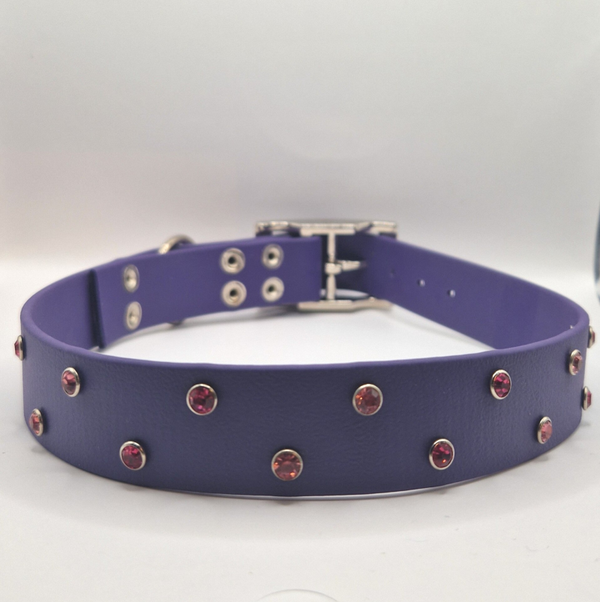 Classic halsband Violet met paarse diamantjes maat L (45-55 cm)
