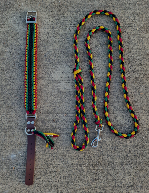 Paracord halsband + lijn reggae