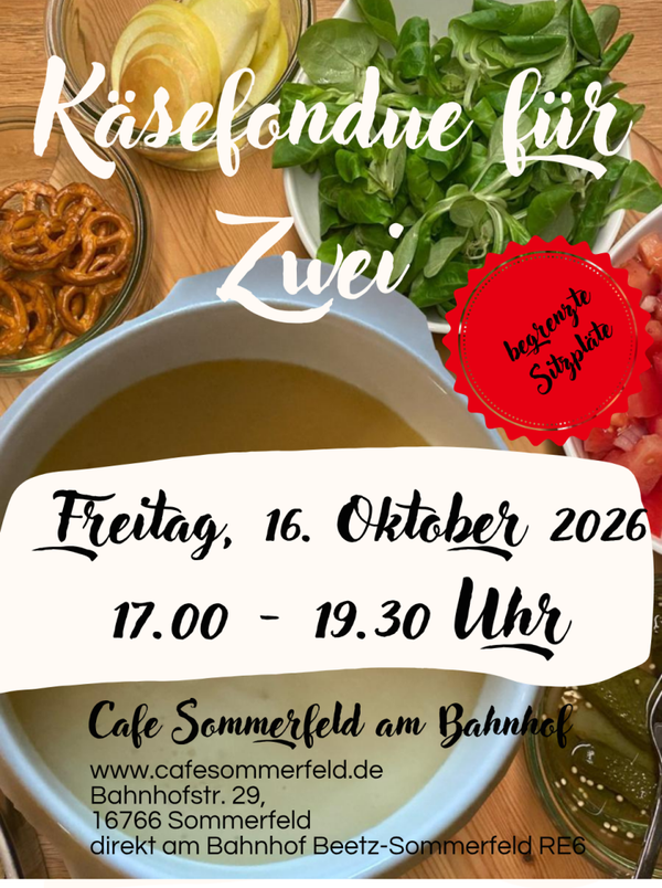 Reservierung: Käsefondue für 2 /  16.10.2026 17:00 Uhr