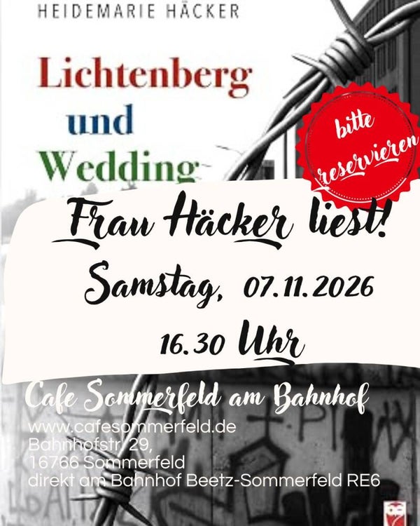 07.11.2026 Lesung: Lichtenberg und Wedding: Geschichte einer Liebe im geteilten Berlin