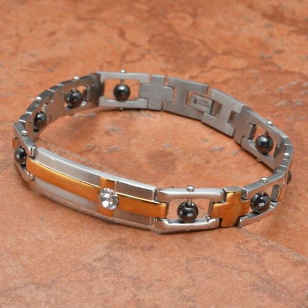 Staal met Zwarte Onyx en Kristal