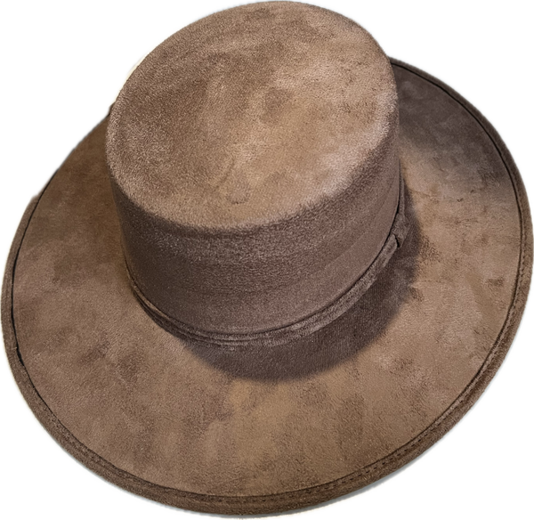 Hoed donkertaupe suède