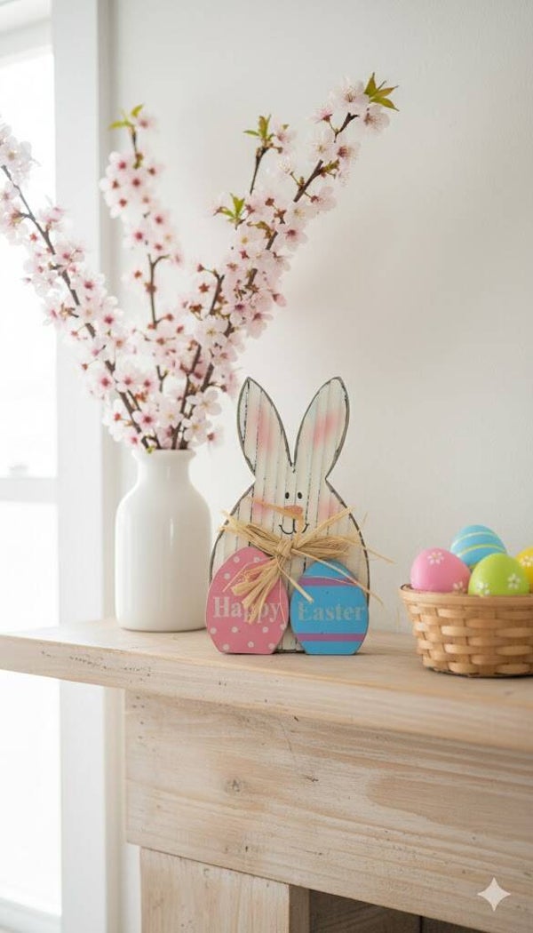 Cottage Core Style Wooden Easter Bunny