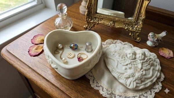 Vintage Cherub Heart Box — Romantic Cottagecore Treasure