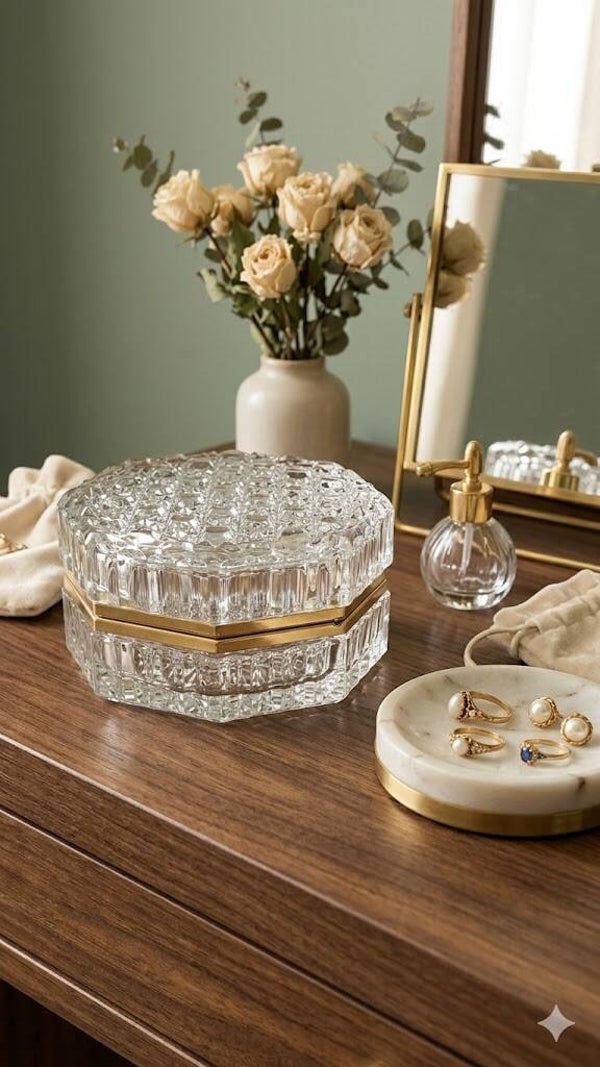 Elegant Vintage-Style Crystal Jewelry Box