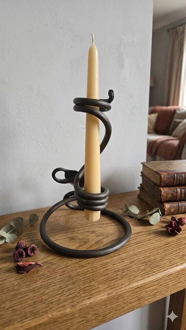 Vintage Wrought Iron Spiral Taper Candle Holder