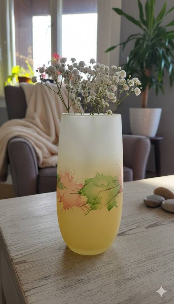 Frosted hurricane Vase