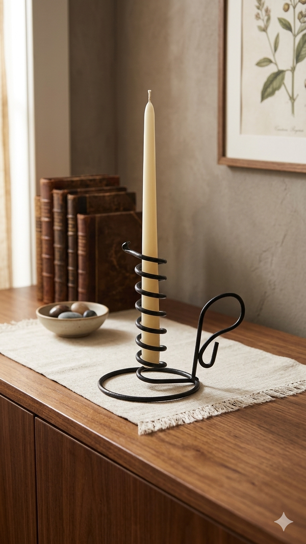 Minimalist Black Metal Spiral Taper Candle Holder