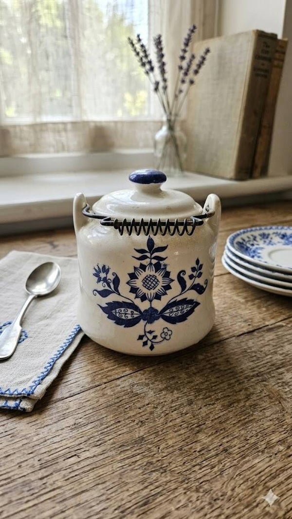 Ceramic Sugar Bowl with coil spring lid