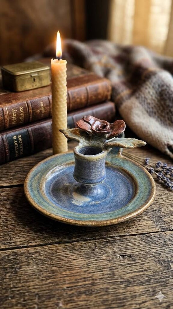 Handmade Rustic Pottery Candle Holder