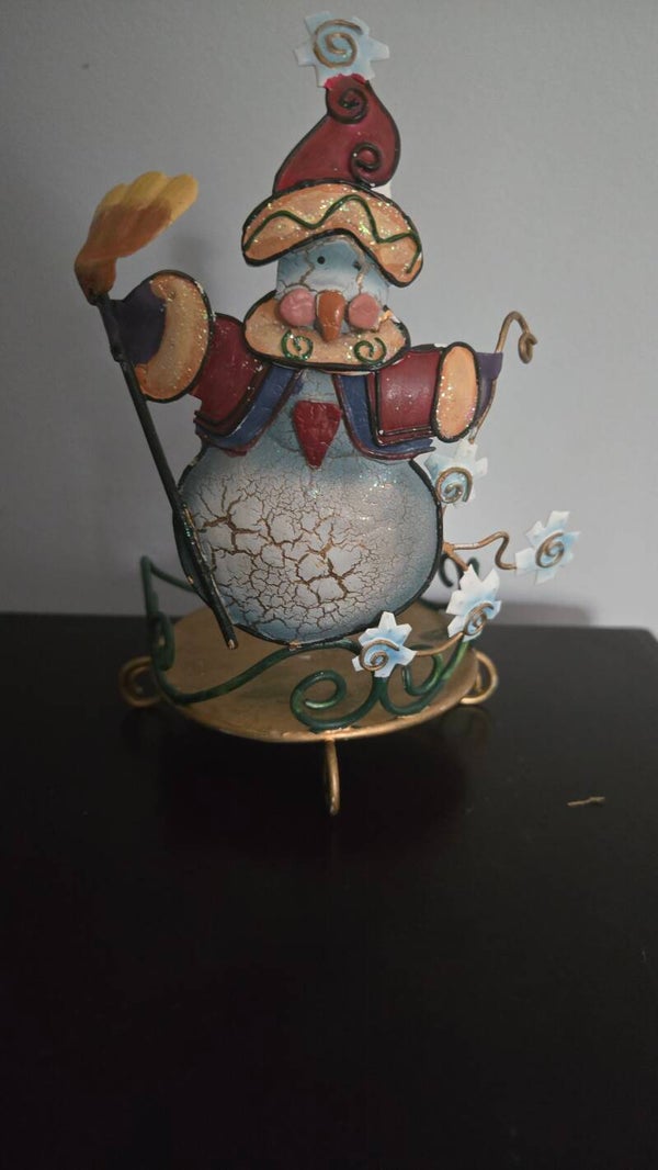 Metal Snowman Candle holder