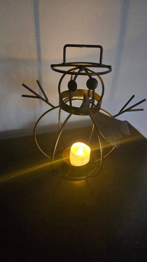 Metal Snowman Votive Holder