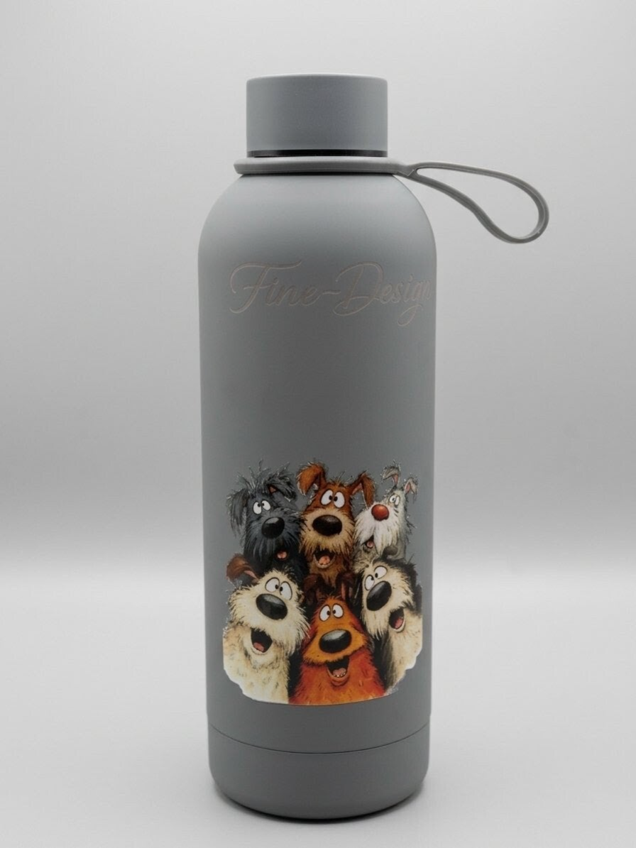 Cold water bottle grappige hond 500ml