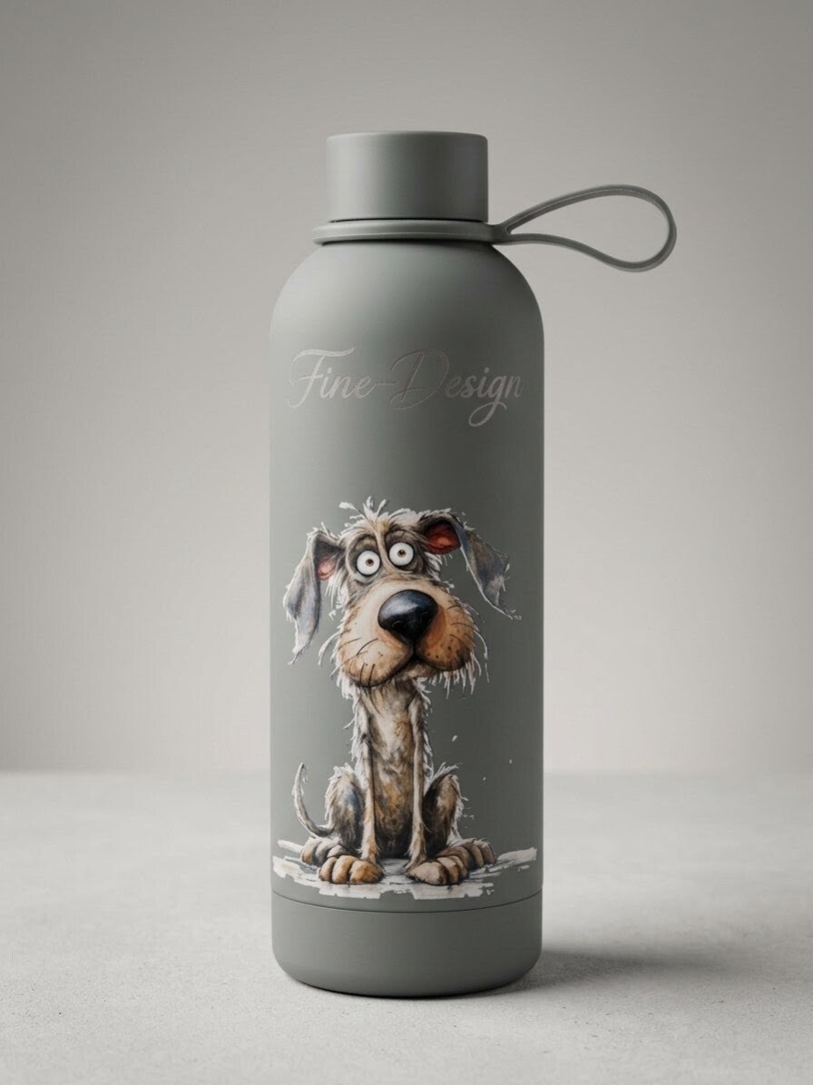 Cold water bottle grappige hond 500ml