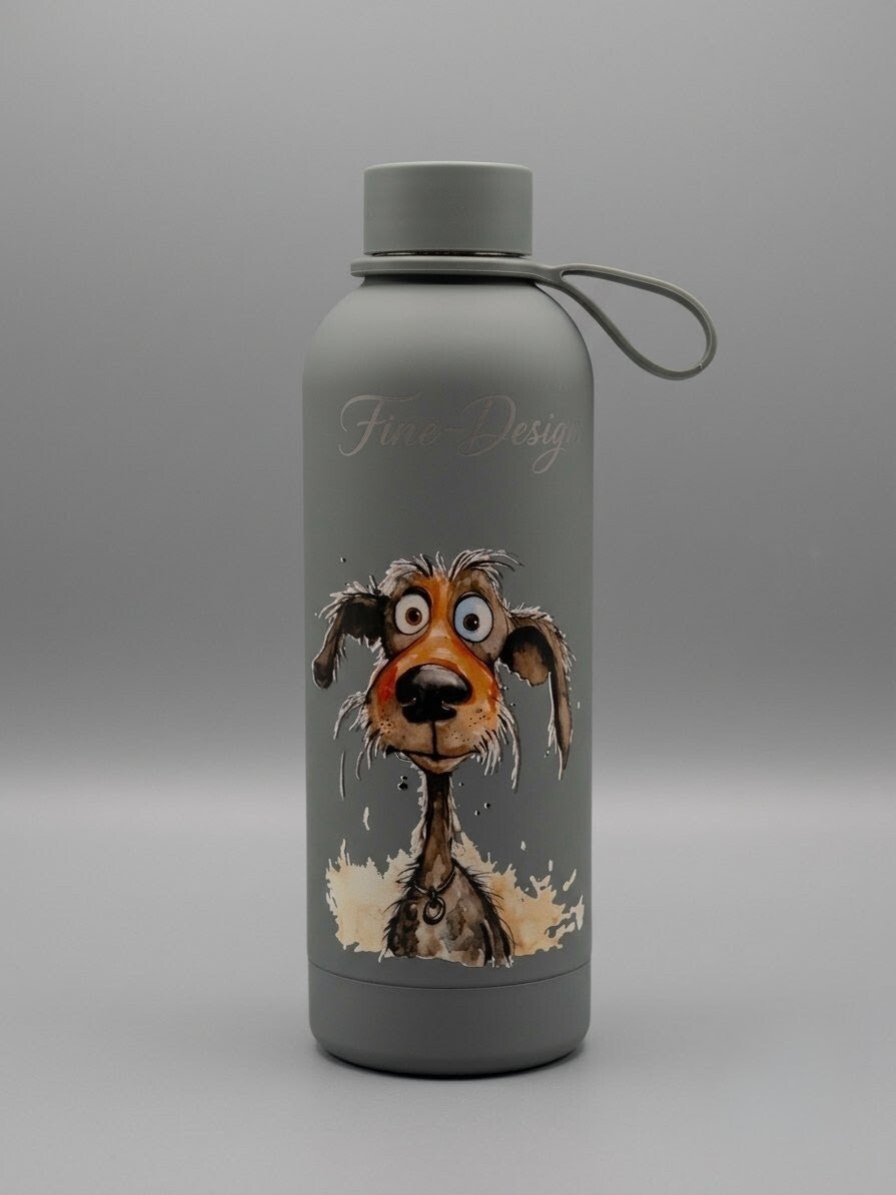 Cold water bottle grappige hond 500ml