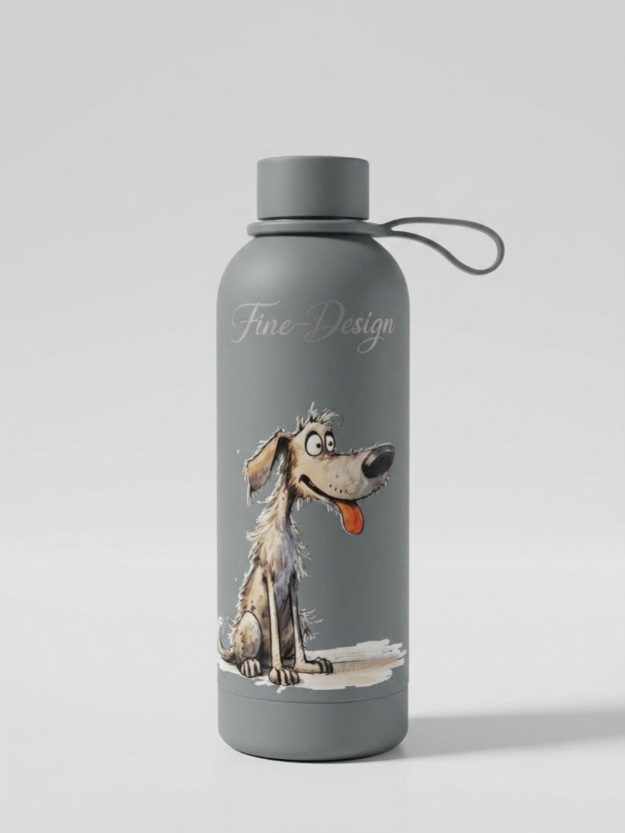Cold water bottle grappige hond 500ml