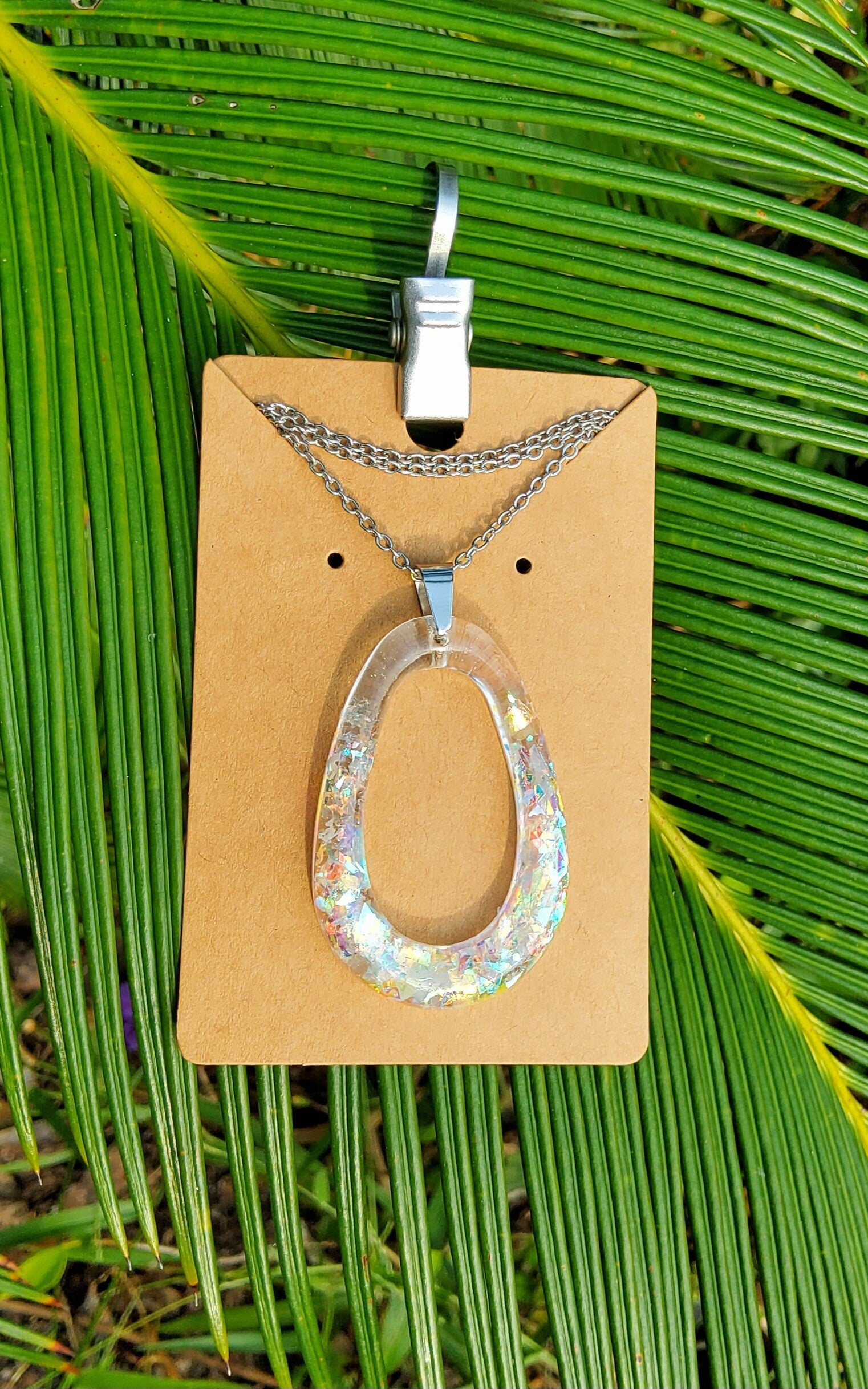 Pearl Flakes necklace, large oval