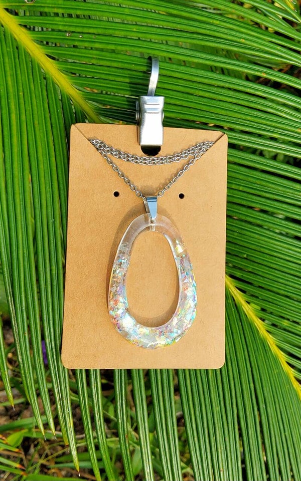 Pearl Flakes necklace, large oval