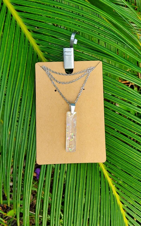 Pearl Flakes necklace, rectangle