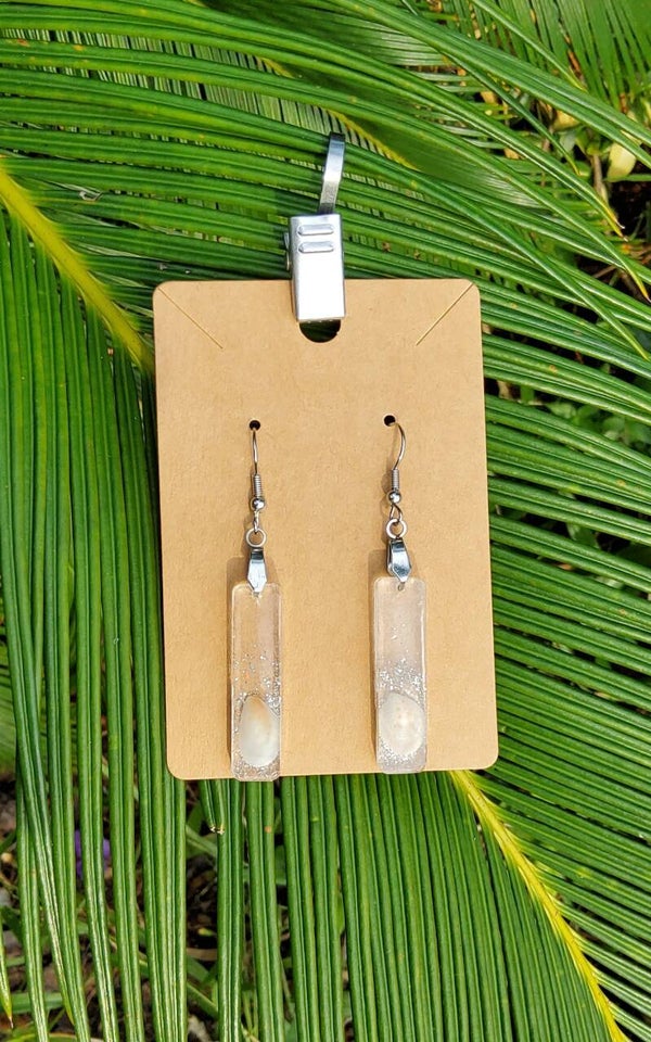 Pearl Flakes earrings, rectangles