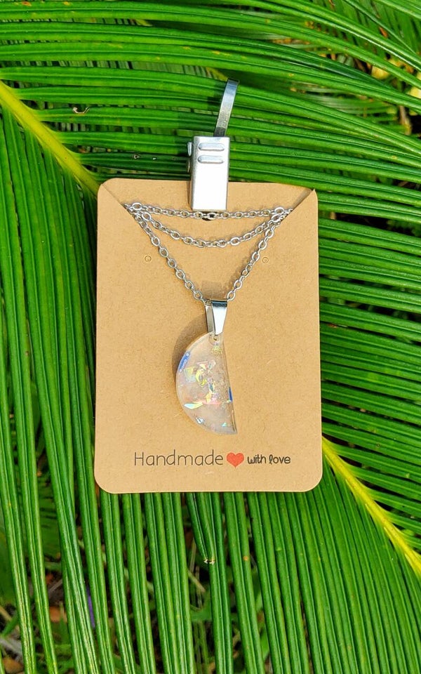 Pearl Flakes necklace, half moon