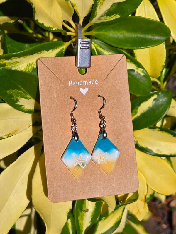 Beach Sea Star, small diamond earrings