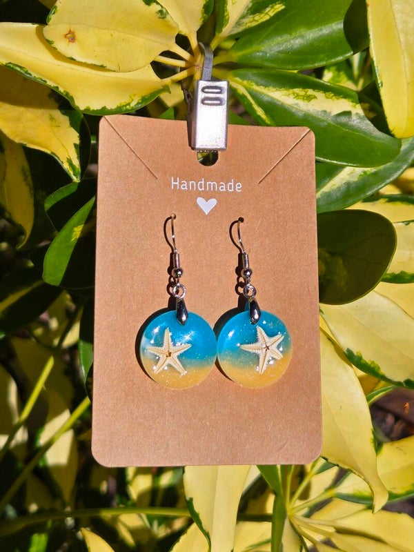 Beach Sea Star, small round earrings
