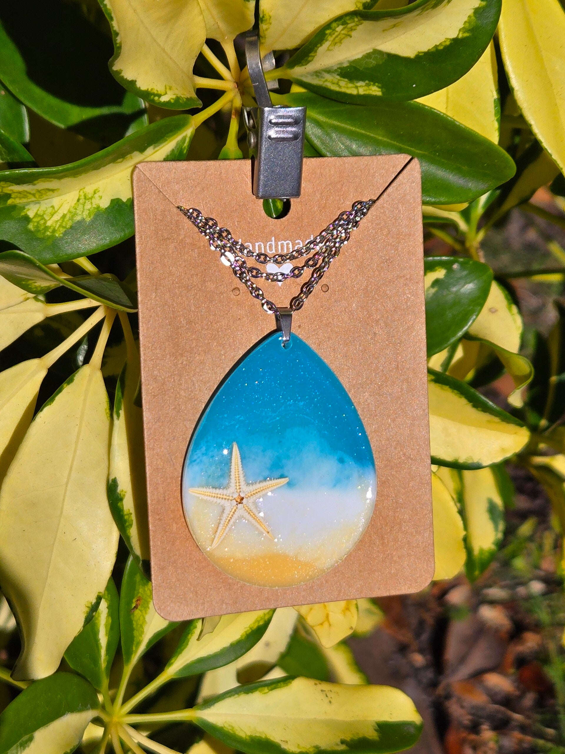 Beach Sea Star, large drop necklace
