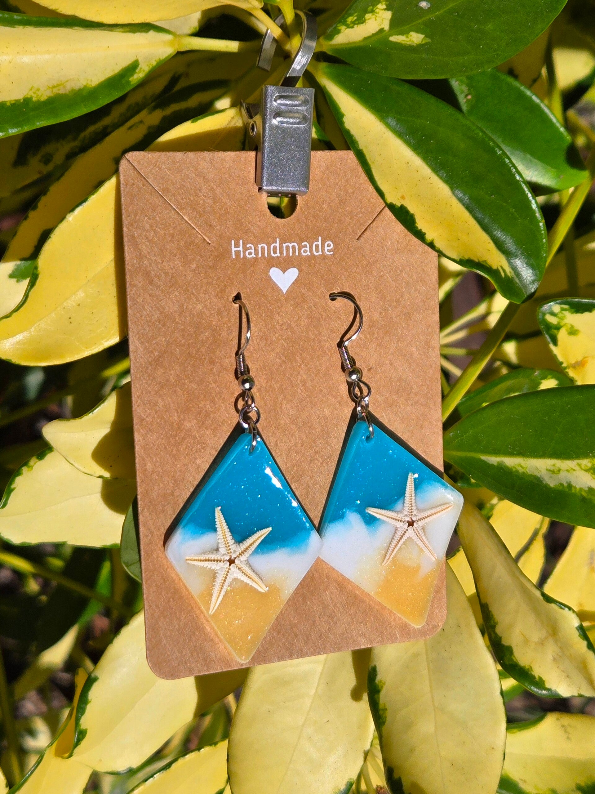 Beach Sea Star, large diamond earrings