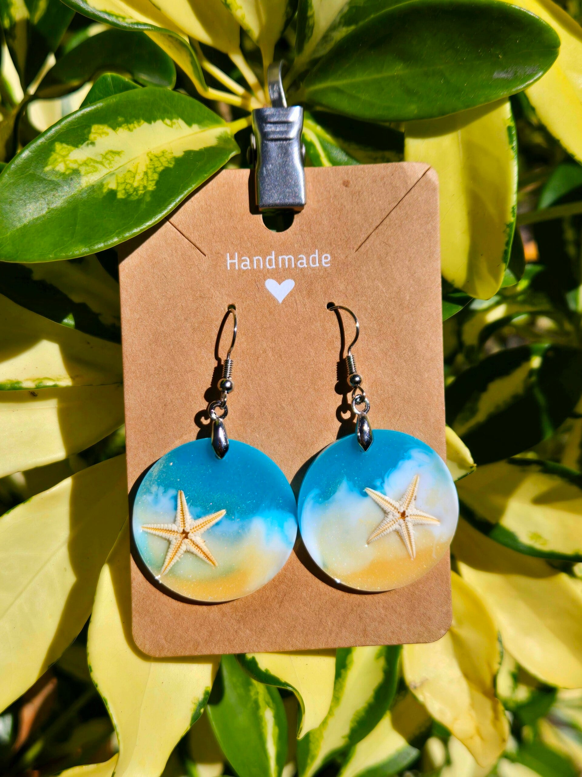 Beach Sea Star, medium round earrings
