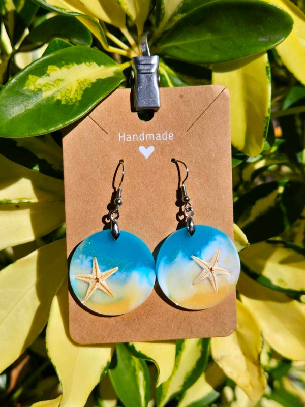 Beach Sea Star, medium round earrings