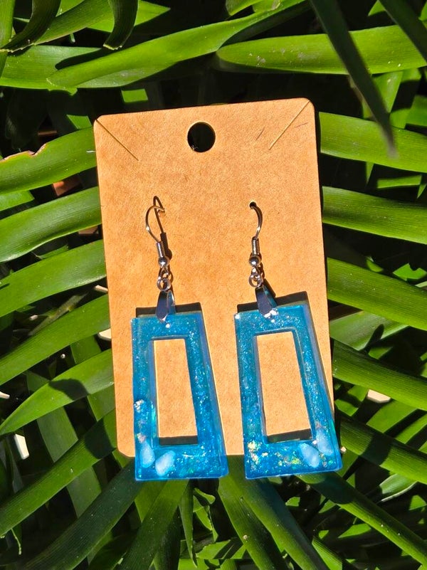 Turquoise Flakes & Butterfly Shells earrings