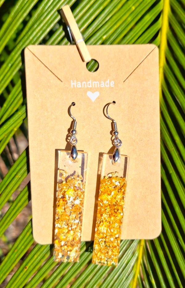 Golden Flake Collection rectangle earrings