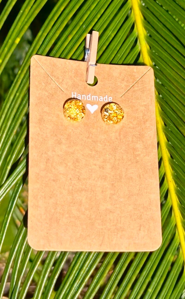 Golden Flake Collection round stud earrings