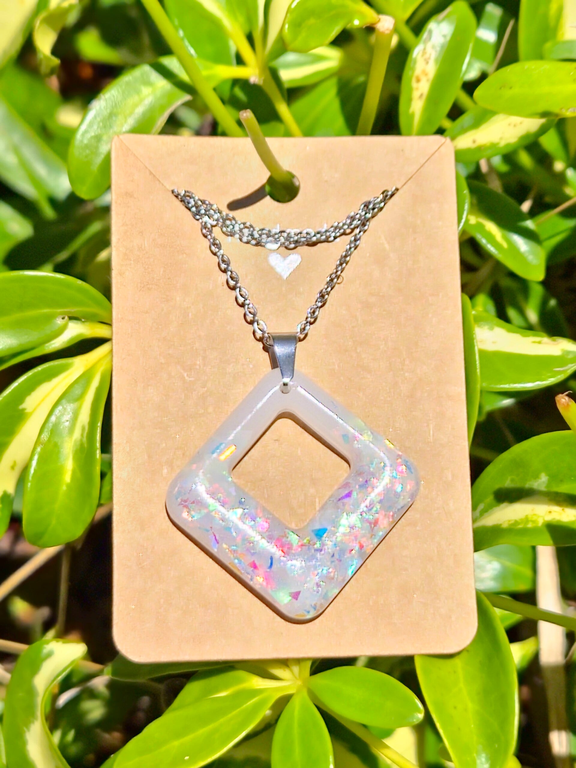 White Pearl Flake Collection large diamond pendant