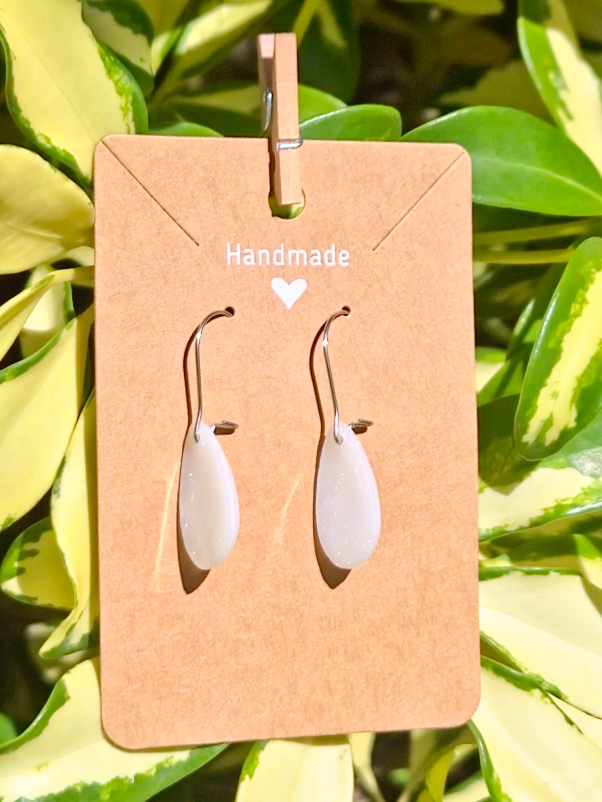 White Pearl Shimmer Collection medium drop earrings