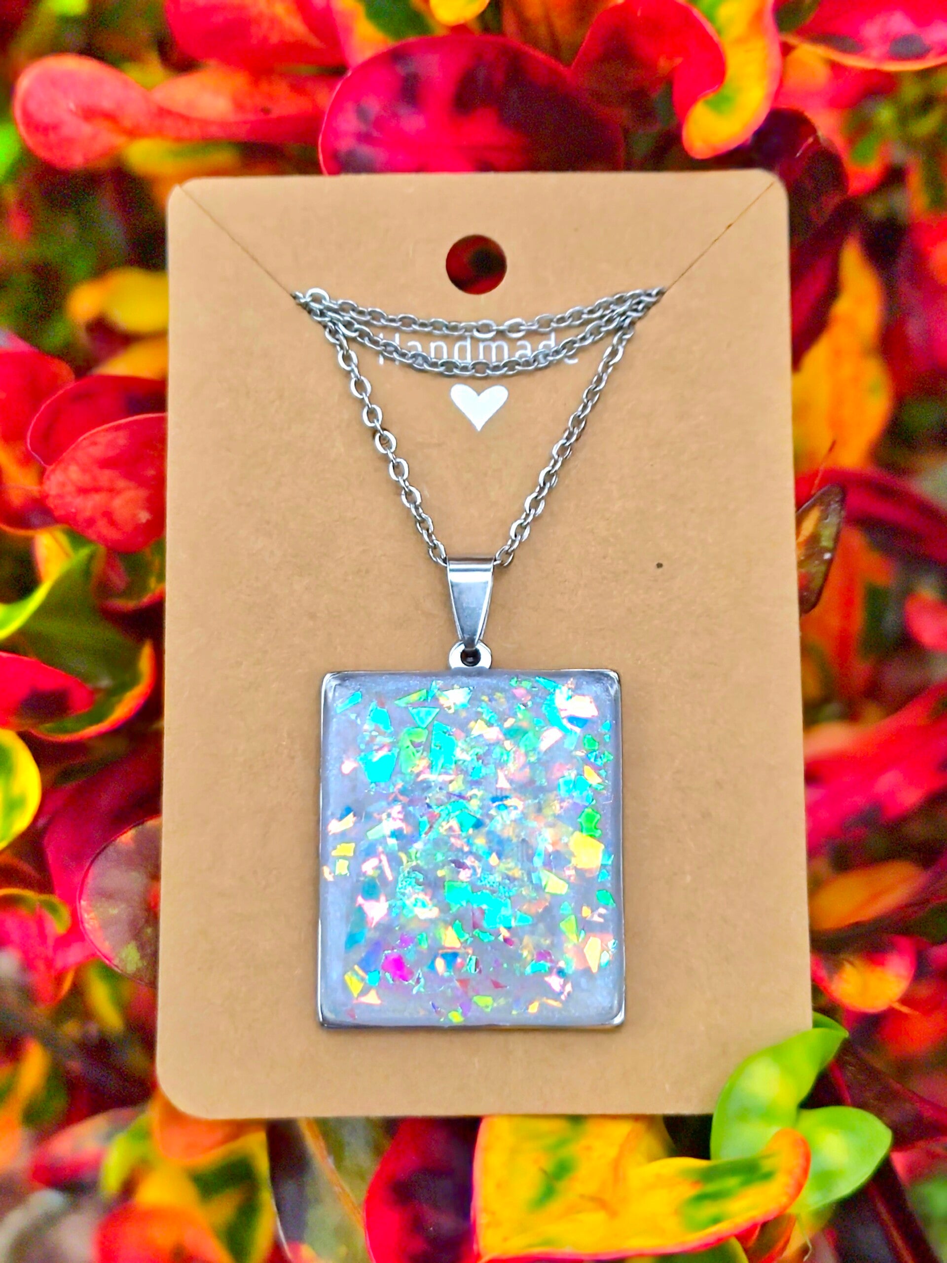 The Lunar Tides Silver Collection rectangular pendant