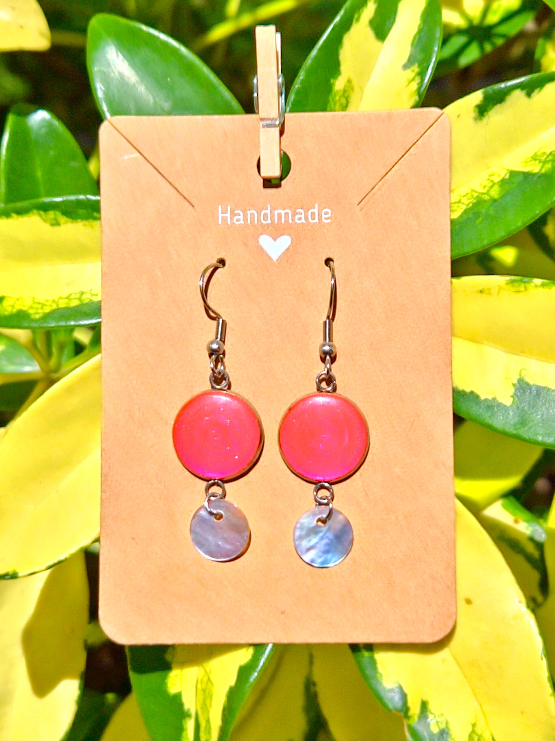 The Pink Tide Collection earrings with the mother of pearl elements