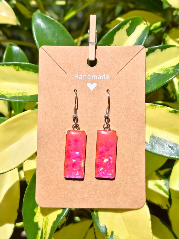 The Pink Tide Collection rectangle earrings